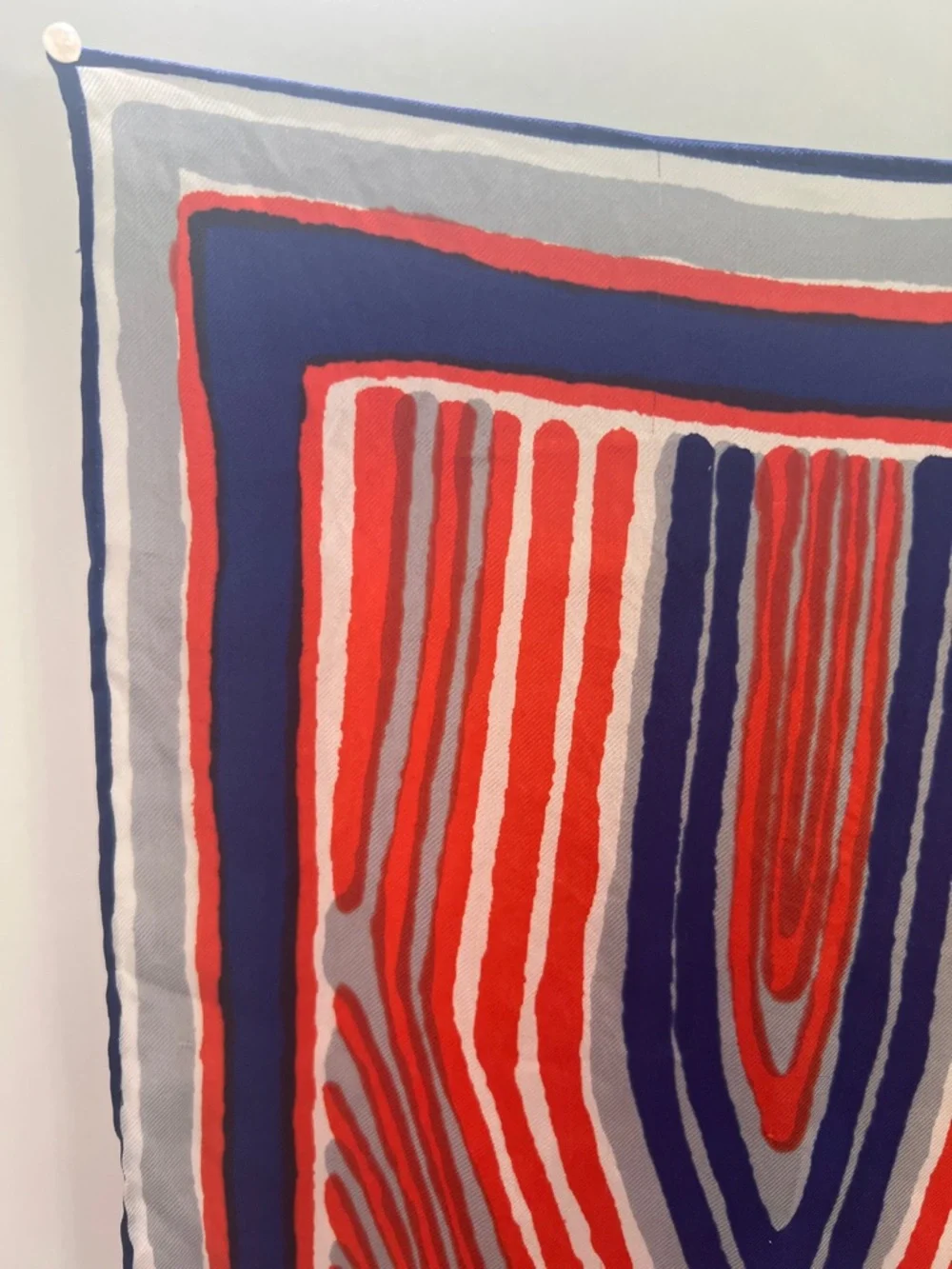 Vintage Vera Neumann Oblong  geometric design scarf red blue handrolled scarf